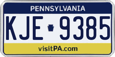 PA license plate KJE9385