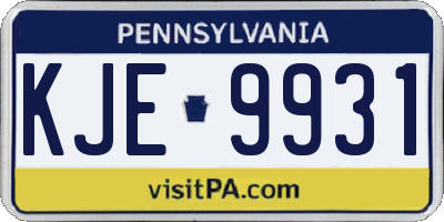 PA license plate KJE9931