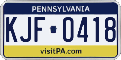 PA license plate KJF0418