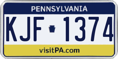 PA license plate KJF1374