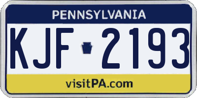 PA license plate KJF2193