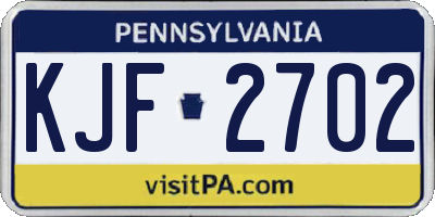 PA license plate KJF2702