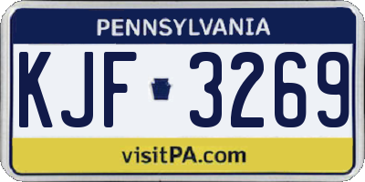 PA license plate KJF3269