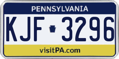PA license plate KJF3296