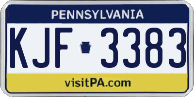 PA license plate KJF3383