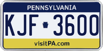 PA license plate KJF3600