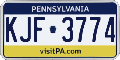 PA license plate KJF3774