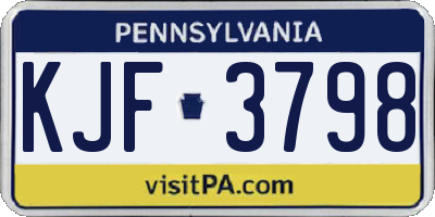 PA license plate KJF3798