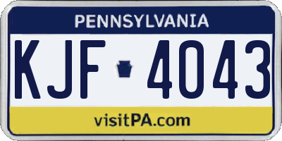 PA license plate KJF4043