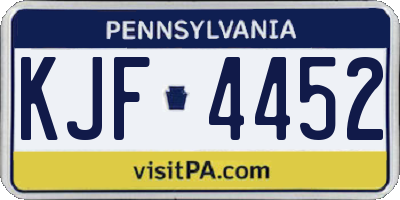 PA license plate KJF4452