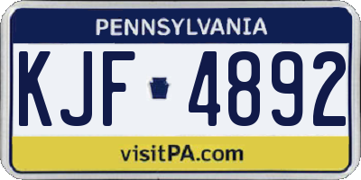 PA license plate KJF4892