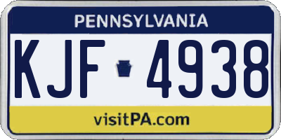 PA license plate KJF4938