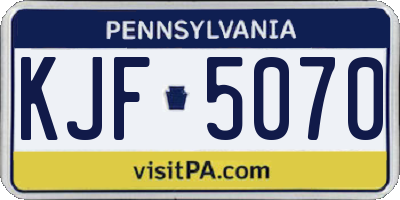 PA license plate KJF5070