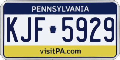 PA license plate KJF5929