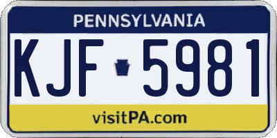 PA license plate KJF5981