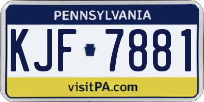 PA license plate KJF7881