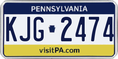 PA license plate KJG2474