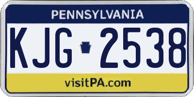 PA license plate KJG2538