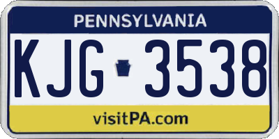 PA license plate KJG3538