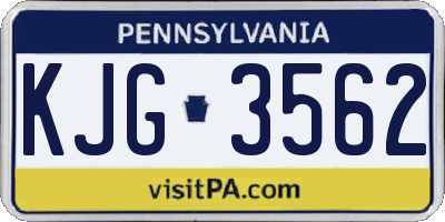 PA license plate KJG3562