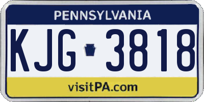 PA license plate KJG3818