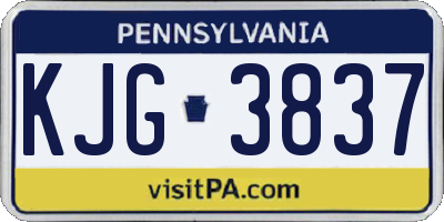 PA license plate KJG3837