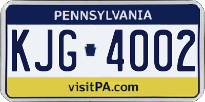 PA license plate KJG4002