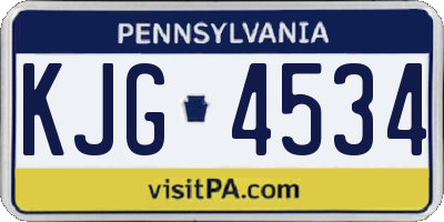 PA license plate KJG4534