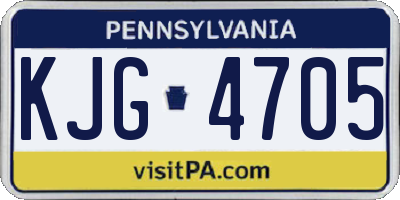 PA license plate KJG4705