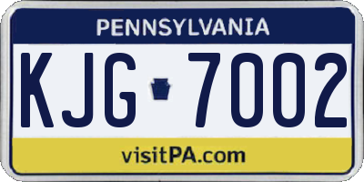 PA license plate KJG7002