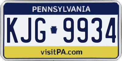 PA license plate KJG9934