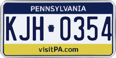 PA license plate KJH0354