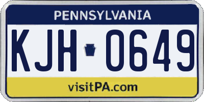 PA license plate KJH0649