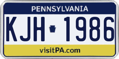 PA license plate KJH1986