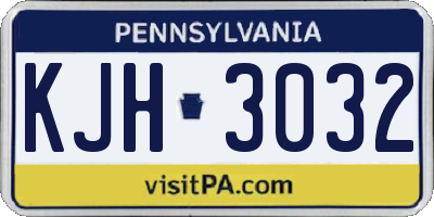 PA license plate KJH3032