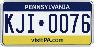 PA license plate KJI0076