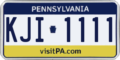PA license plate KJI1111