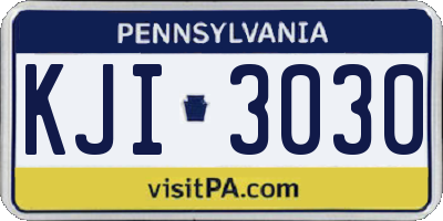 PA license plate KJI3030