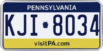PA license plate KJI8034
