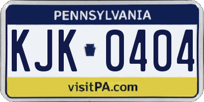 PA license plate KJK0404