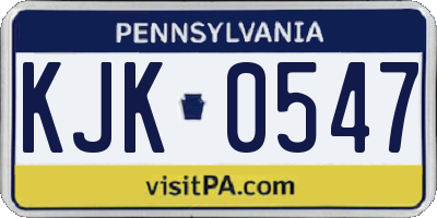 PA license plate KJK0547