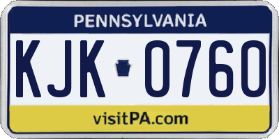 PA license plate KJK0760