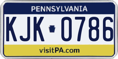 PA license plate KJK0786
