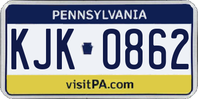 PA license plate KJK0862
