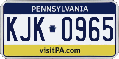 PA license plate KJK0965