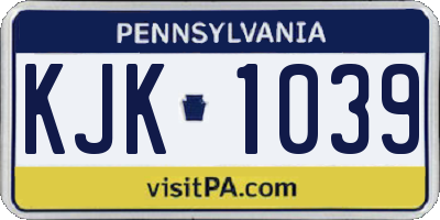 PA license plate KJK1039