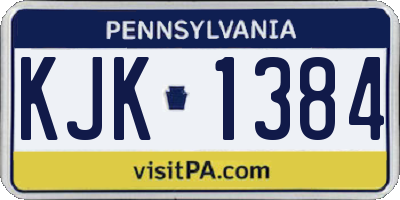 PA license plate KJK1384