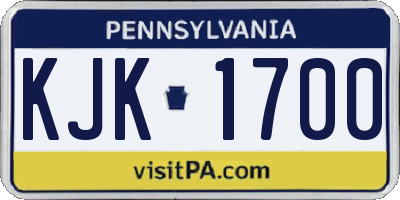 PA license plate KJK1700