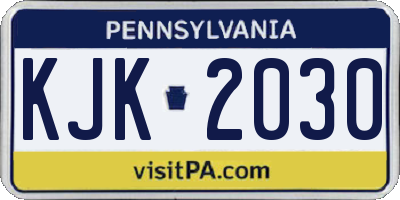 PA license plate KJK2030