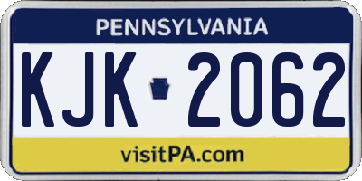 PA license plate KJK2062